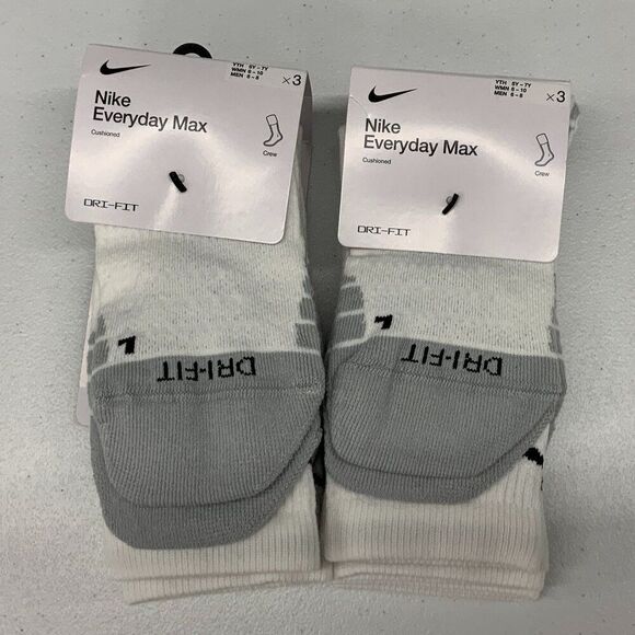 Nike Everyday Max Crew Socks White Medium 6 Pairs Total NEW - Picture 1 of 2